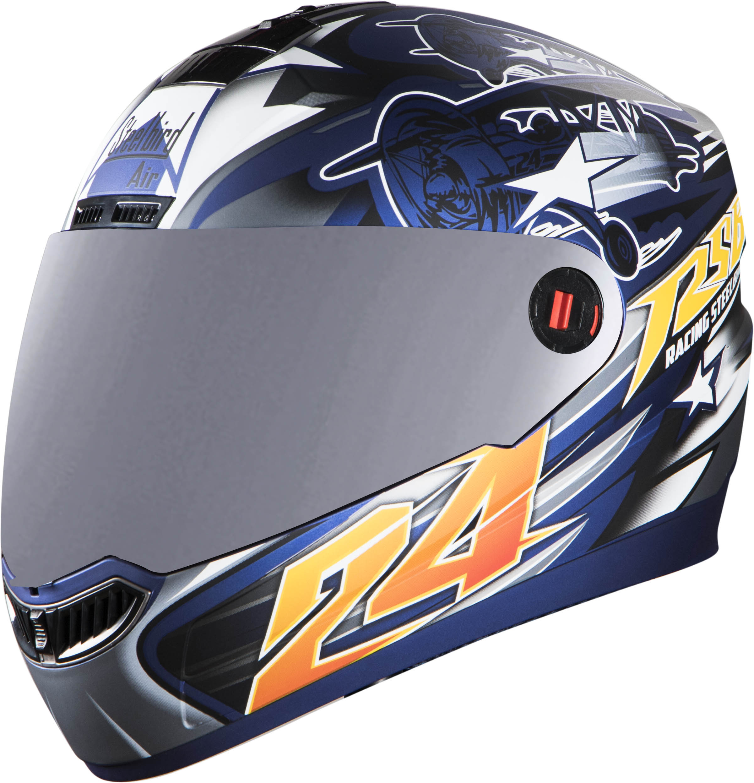 SBA-1 Hovering Glossy Y. Blue With Yellow ( Fitted With Clear Visor  Extra Silver Chrome Visor Free)